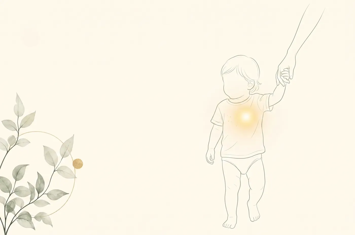 아이와 보호자의 손을 표현한 라인 일러스트 — 소아 진료